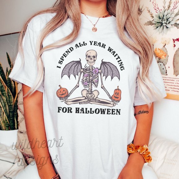 Tops - I Spend All Year Waiting For Halloween T-shirt, Halloween Shirt
